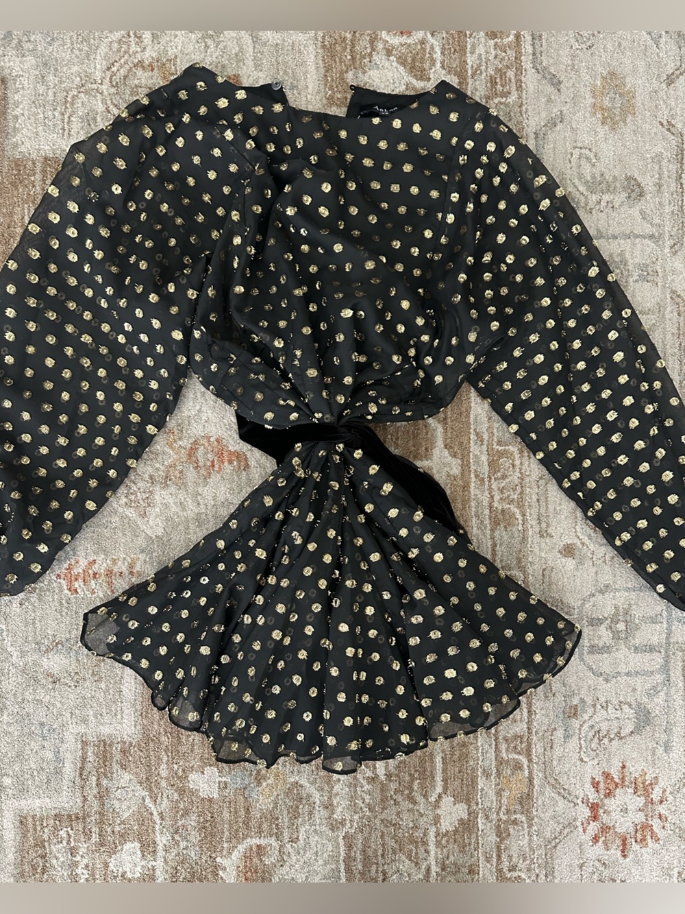Aakaa Black Dress with Gold Dot Accents